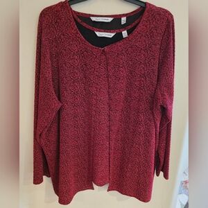 Avenue Red Textured Women's Blouse Size 26/28